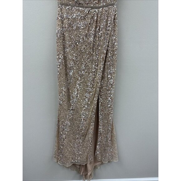 Mac Duggal Size 6 Nude Embellished Illusion High Neck Cap Sleeve Gown 5619 New - Picture 7 of 11